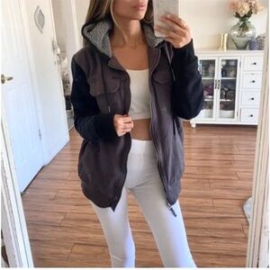 🪞 o’neill large front pocket fleece lined oversized hoodie bomber jacket